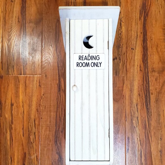 Outhouse Toilet Paper Holder Decoration Storage Cabinet "Reading Room Only" - Picture 1 of 12